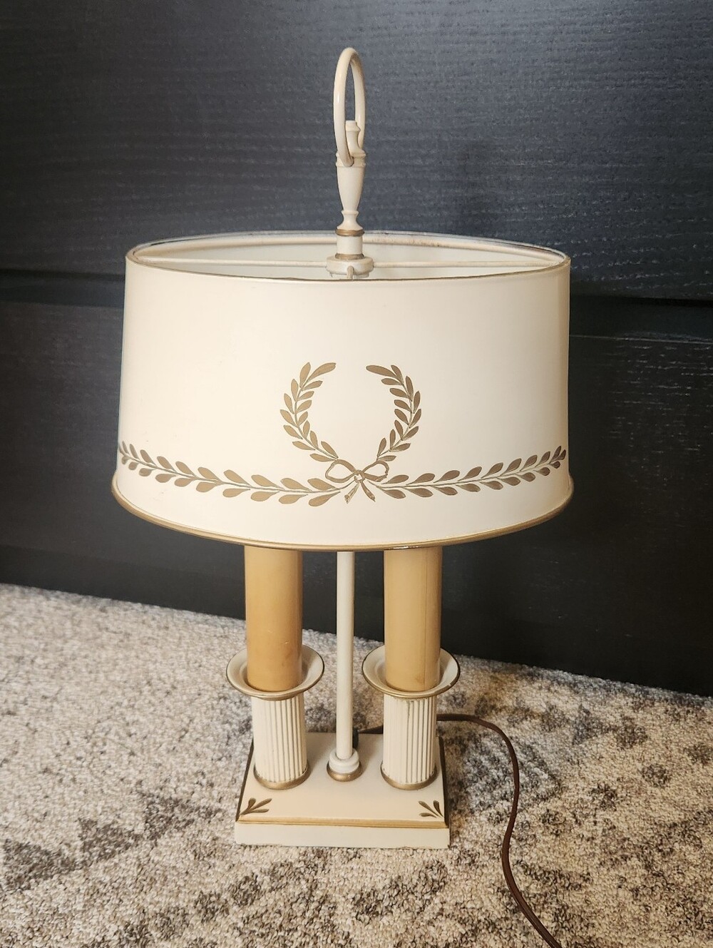 Vintage Cream And Gold Bouillotte Lamp